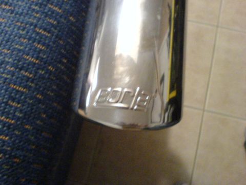 2005 Dodge SRT-4 - Close-up of a shiny exhaust tip the Borla brand name.
