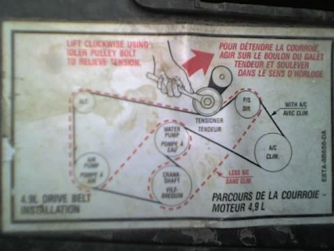 1989 Ford Bronco - I6 4.9L Serpentine Belt Routing Diagram!