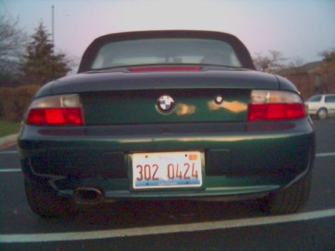 1996 BMW Z3 - 1996 BMW Z3 convertible's rear view shows its distinctive taillights and license plate.