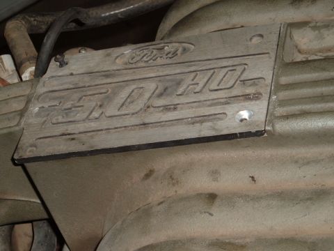 1990 Ford Ranger - Close-up of a Ford 5.0 HO engine part, likely a valve cover or intake manifold.