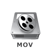 1989 Ford Bronco - Icon representing a MOV video file, a film reel within a metallic casing.