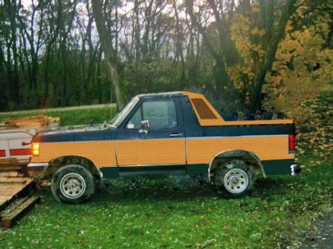 1990 Ford Bronco - This vehicle has a two-tone paint scheme with wood grain accents on the lower body panels.
