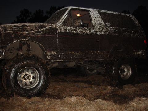 1989 Ford Bronco - This 1989 Ford Bronco is heavily covered in mud after an off-road excursion.