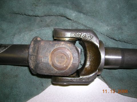 1985 Ford Bronco - Close-up of a driveshaft universal joint, showing part number 07340 stamped on the yoke.