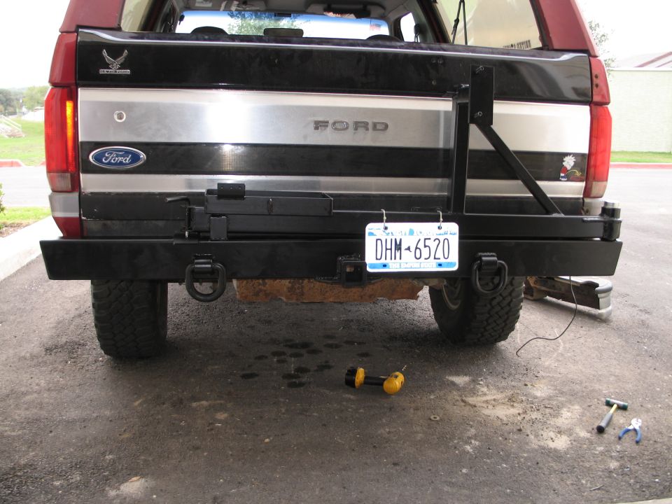 1995 Ford Bronco rear with custom bumper and license plate DHM-6520