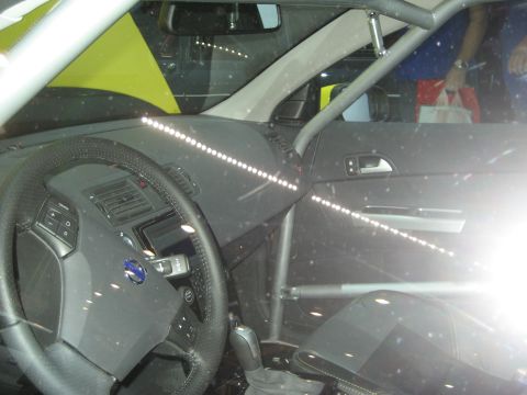 1998 Ford Crown Victoria - Car interior with roll cage and LED accent lighting visible.