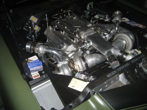 1998 Ford Crown Victoria - Custom twin-turbo V8 engine build with polished components and "NELSON SUPERCAR" branding.