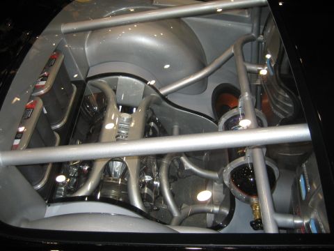 1998 Ford Crown Victoria - The engine bay features a highly customized setup with polished metal and clear components.