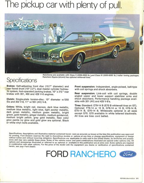 1972 Ford Ranchero - Back Cover
