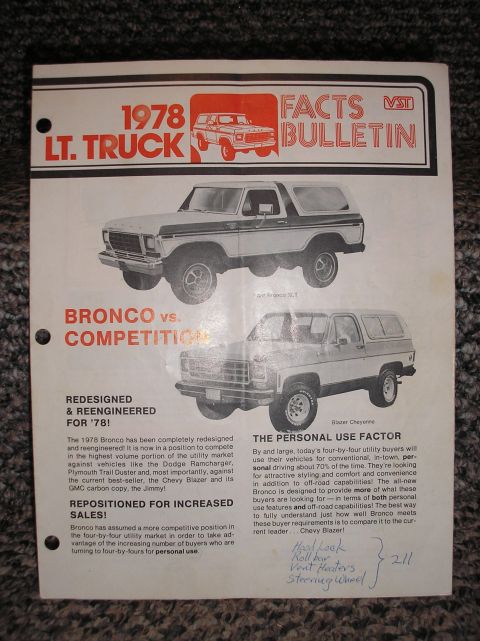 1978 Ford Bronco - paperwork