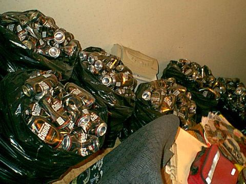 1983 Ford Bronco - here is another view of the bags of cans of beer.