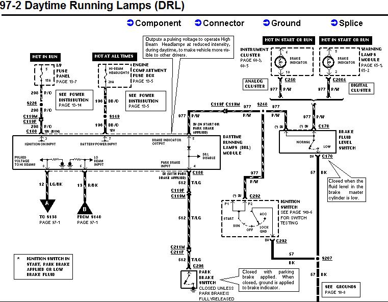 Automotive wiring diagram for Daytime Running Lamps DRL page 2