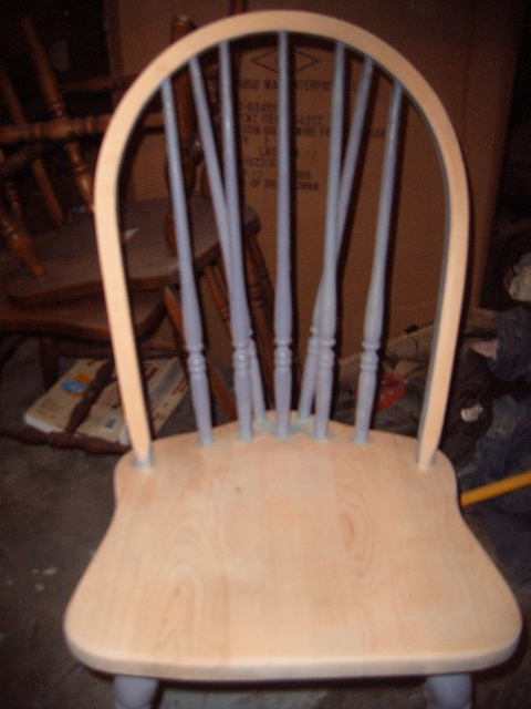 1988 Ford Bronco - Wooden chair in progress, likely for refinishing.