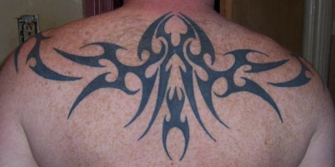 1979 Ford F-150 - Tribal tattoo art covers the back and shoulders of a person.