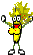 1989 Ford Bronco - A cartoon character with wild yellow hair and an open mouth is depicted in this image.