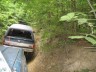 1989 GMC Jimmy - An SUV is parked on a dirt road, partially obscured by foliage.