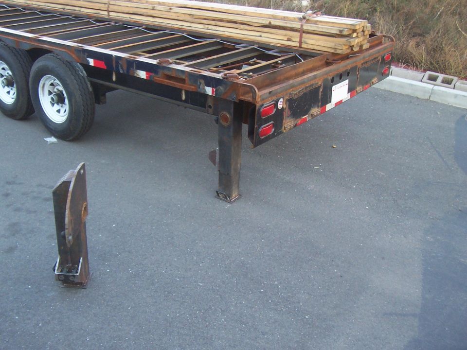 rear support jack dropped down to the ground, and locked in place