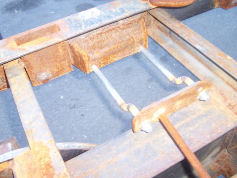 1979 Ford F-350 - Inside view of the rear support jack release locking handle