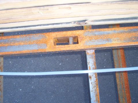 1979 Ford F-350 - Center tie-downs. There is a 3/4" cold rolled pin inside each pocket as a place to hook a rachet strap, or rope to. Pockets have no bottom,…