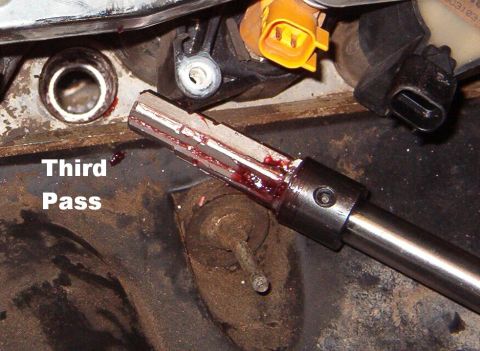 1999 Ford Crown Victoria - The 3rd run of the reamer makes sure the tapered shoulder is cut correctly, so I cleaned the reamer again, per the instructions. I used the…
