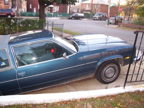 1999 Ford Crown Victoria - A blue sedan with a vinyl roof is parked on a street, with houses and other vehicles in the background.