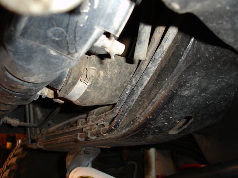 1979 Ford F-150 - lower hose clearance-drivers side view, with big radiator.