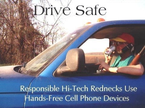 1995 Ford Bronco - A man drives a blue pickup truck while drinking from a can and holding a rifle, with text overlay about safe driving.