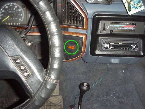 Vehicle interior with dashboard gauges, steering wheel, and gear shift