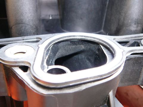 1997 Mercury Grand Marquis - Close-up of an intake manifold gasket, showing its internal structure and surrounding plastic components.