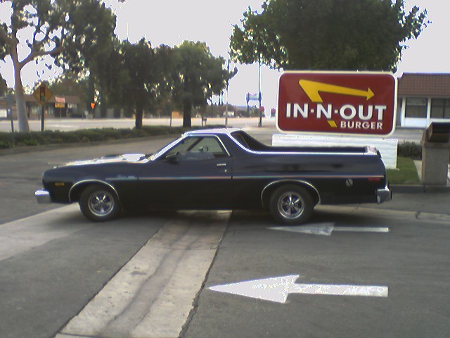 1973 Ford Ranchero parked by an In-N-Out Burger
