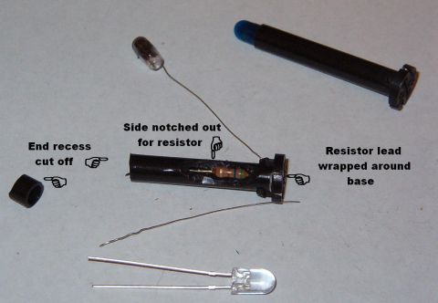 1999 Ford Crown Victoria - Instead of using the 12V incandescent bulb, I decided to use the 3.7V LED, and a 560Ohm resistor. I removed the LED's lip & the holder's re…