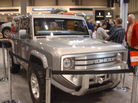 2000 Ford Crown Victoria - This concept SUV, labeled 'BRONCO' on its grille, was displayed at an auto show.