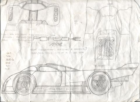 1994 Ford Probe - These are concept sketches for a next-generation Porsche, possibly related to the 908 or 962 models.