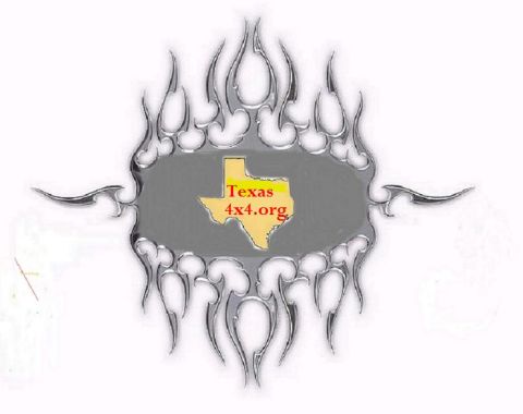 1990 Ford Bronco - A chrome emblem features a flame design and the state of Texas with "Texas 4x4.org" text.