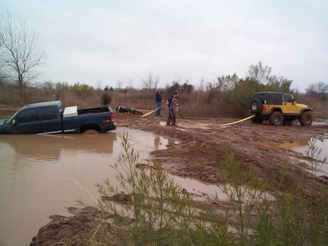 1990 Ford Bronco - 1 Doug pulling sunk Z-71