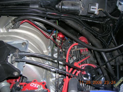 1996 Ford Bronco - This image shows a detailed view of an engine bay, aftermarket performance parts and wiring.