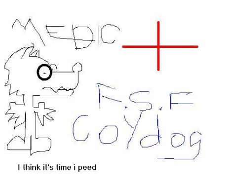 1993 Ford Bronco - A crudely drawn cartoon dog wearing glasses and a red cross symbol are depicted with handwritten text.