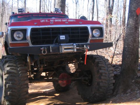1979 Ford Bronco - Modified 1979 Ford Bronco with extreme off-road tires and custom bumper.