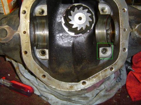 1979 Ford Bronco - Close-up view of a vehicle's differential housing, showing internal gears and components.