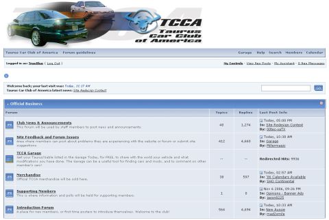 1993 Ford Taurus - The Taurus Car Club of America website features a forum with various sections for members.