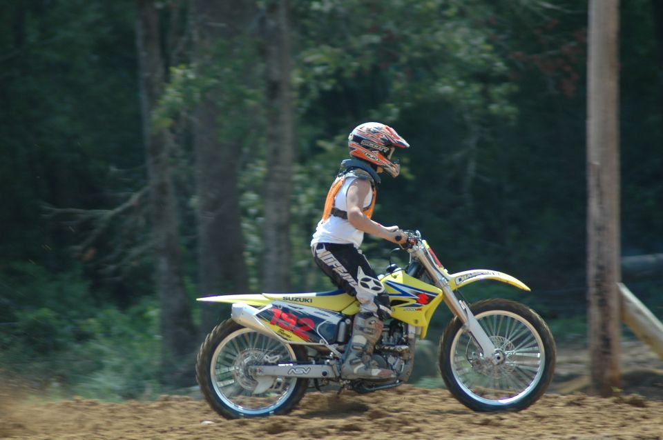 Rider on yellow Suzuki dirt bike #192 on a dirt motocross track
