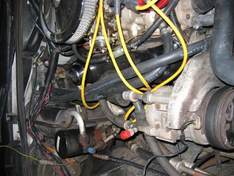 1985 Ford LTD Crown Victoria - Close-up view of a vehicle's engine bay, showing various components and wiring.