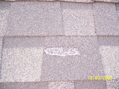 1987 Ford Bronco - Roof shingles show damage and a date stamp of 12/03/2009.