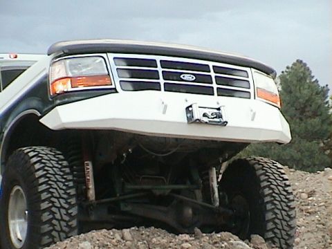 1993 Ford Bronco - Custom white winch bumper installed on a 1993 Ford Bronco.