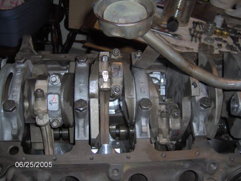 1978 Ford Bronco - Close-up view of an engine block's internal components during a rebuild.