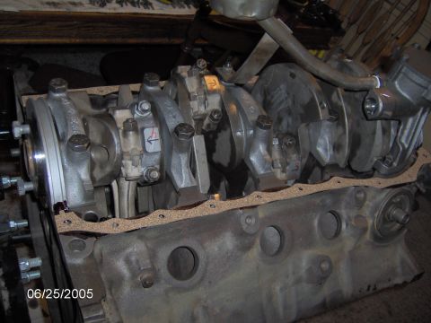 1978 Ford Bronco - Close-up of an engine's internal components, including crankshaft and connecting rods.