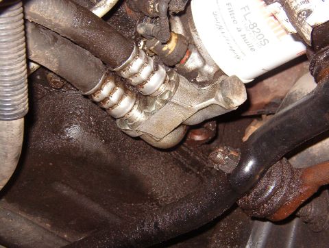 1999 Ford Crown Victoria - The clip is permanently attached to the line on the R. After removing the bolt from the top (not visible), swing the clip up to separate th…