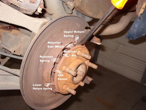1999 Ford Crown Victoria - After buying new shoes (NAPA ~$25/set of 4), removing the tire, caliper, & rotor, the next step is to back off the adjuster star wheel by p…