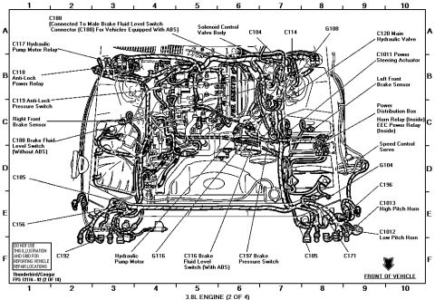 1997 Mercury Cougar - 92 Thunderbird/Cougar 3.8 underhood connectors, components 2 of 4