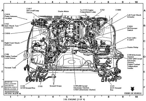 1997 Mercury Cougar - 92 Thunderbird/Cougar 3.8 underhood connectors, components 3 of 4